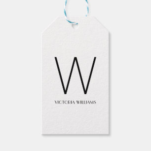 Modern weißer minimalistischer Monogrammname Geschenkanhänger