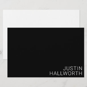 Modern Weißer Name auf Schwarz Briefpapier