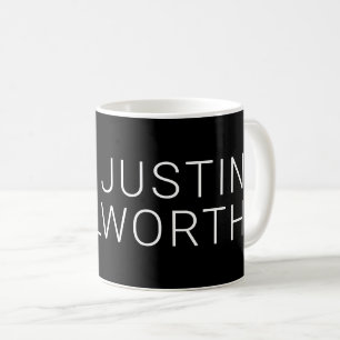 Modern Weißer Name auf Schwarz Kaffeetasse