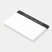Modern weißer Name oder Geschäft auf Schwarz Post-it Klebezettel (angewinkelt)