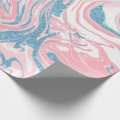 Modern weißer rosa blauer Glitzer Marmor Geschenkpapier (Ecke)