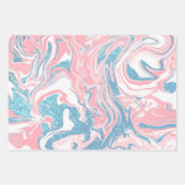 Modern weißer rosa blauer Glitzer Marmor Geschenkpapier Set (Vorderseite 3)