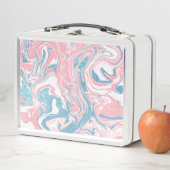 Modern weißer rosa blauer Glitzer Marmor Metall Brotdose (Beispiel)