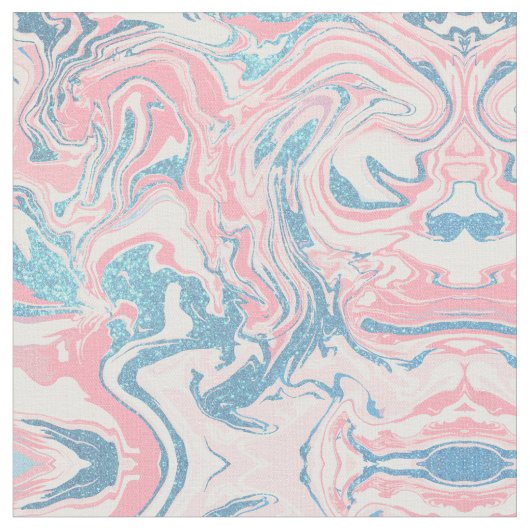 Modern weißer rosa blauer Glitzer Marmor Stoff (Nahaufnahme)