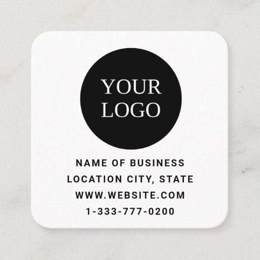 Modern weißes Logo und QR-Code Quadratische Visitenkarte (Vorderseite)