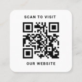 Modern weißes Logo und QR-Code Quadratische Visitenkarte (Rückseite)