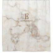 Modern weißes Marmormuster, Monogrammname Duschvorhang (Vorderseite)