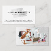 Modern weißes Silberfolienbürstenlogo Foto Visitenkarte (Vorne/Hinten)