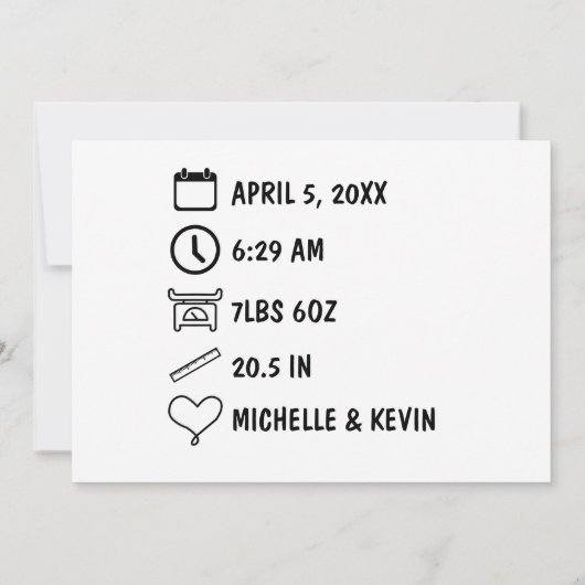 Modern Welcome Baby Birth Ankündigung (Rückseite)