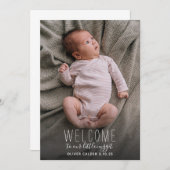 Modern Welcome Baby Birth Announction Foto Card (Vorne/Hinten)