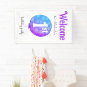 Modern Welcome Balloon Baby Girl 1. Geburtstag Banner (Insitu)