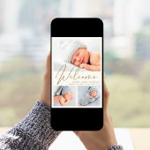 Modern Welcome Cream Gold 4 Foto Birth Ankündigung