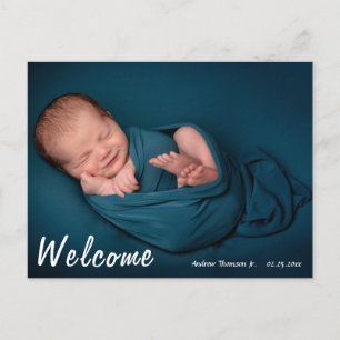 Modern Welcome New Baby Ankündigung Postkarte