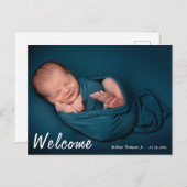 Modern Welcome New Baby Ankündigung Postkarte (Vorne/Hinten)