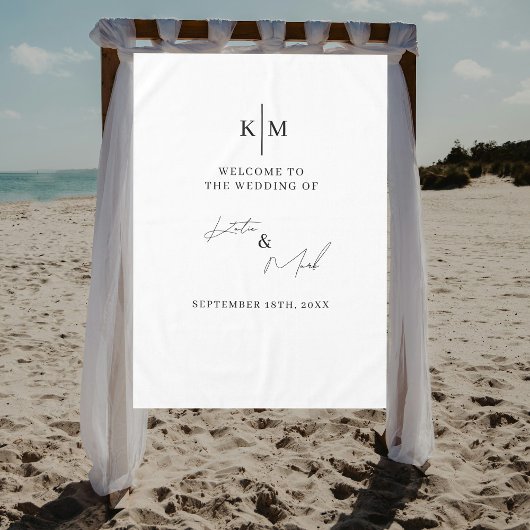 Modern Welcome To Our Wedding Fabric Sign Tischdecke