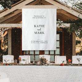 Modern Welcome To Our Wedding Fabric Sign  Wandteppich