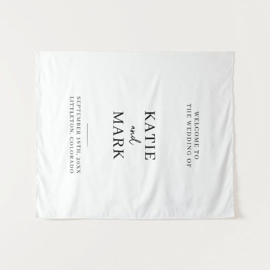 Modern Welcome To Our Wedding Fabric Sign  Wandteppich (Vorderseite (Horizontal))