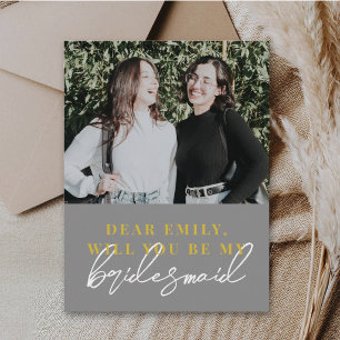 Modern werden Sie meine Bridesmaid-Karte sein Einladungspostkarte