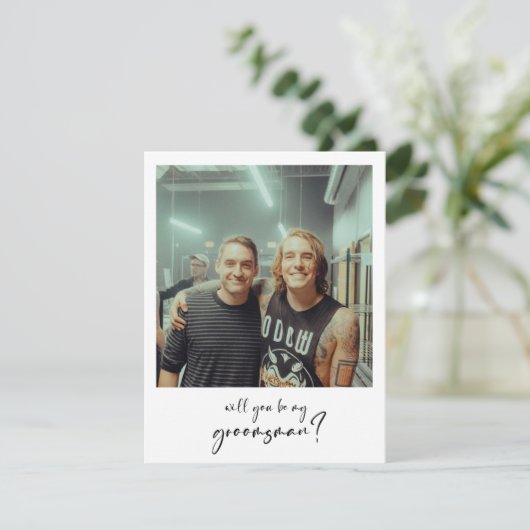 Modern Werden Sie meine Trauzeuge-Fotokarte (Stehend Vorderseite)