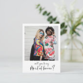 Modern Werden Sie meine Trauzeugin-Fotokarte (Stehend Vorderseite)