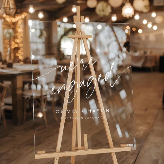 Modern We're Engaged  Engagement Party Welcome Acrylschild