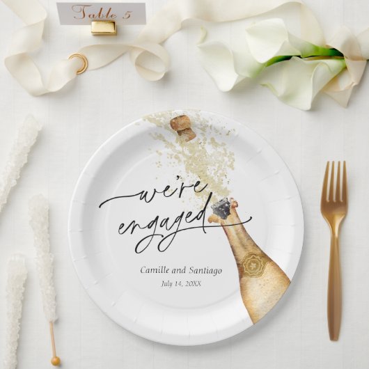 Modern We're Engaged Party Paper Plate Pappteller (Hochzeit)