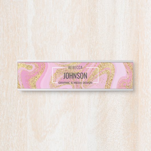 Modern Wertvoll rosa Goldmarmor Name - Name Plate Türschild (Vorderseite )