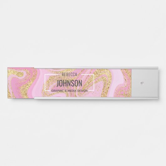 Modern Wertvoll rosa Goldmarmor Name - Name Plate Türschild (Vorderseite )