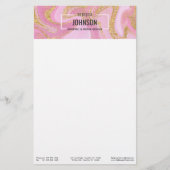 Modern Wertvoll rosa Goldmarmor Name - Stationery Briefpapier (Vorderseite)