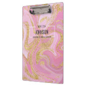 Modern Wertvoll rosa Goldmarmorname - Zwischenabla Klemmbrett (Links)