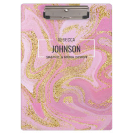 Modern Wertvoll rosa Goldmarmorname - Zwischenabla Klemmbrett