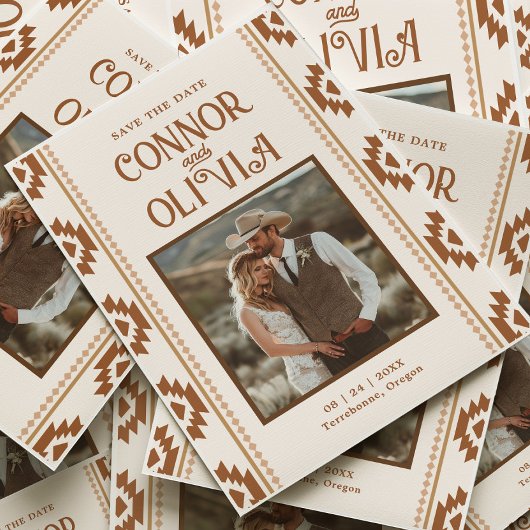 Modern Western Photo Save the Date Card Einladung