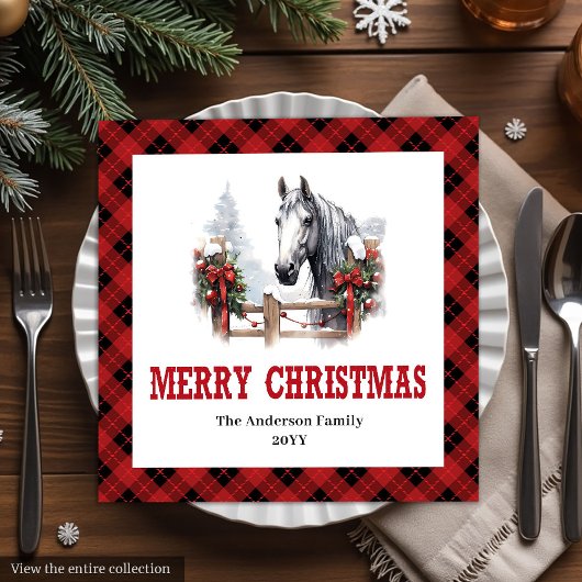 Modern Western Tartan Christmas Paper Napkins Serviette