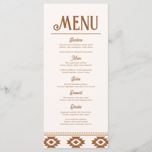 Modern Western Wedding Menu Menükarte (Vorderseite)