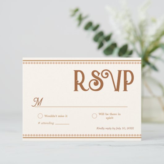 Modern Western Wedding RSVP Card Karte (Stehend Vorderseite)