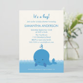 Modern Whale Baby Showeinladung - Junge Einladung (Stehend Vorderseite)