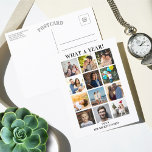 Modern What A Year In Review 12 Photo Collage Feiertagspostkarte<br><div class="desc">These simple and modern year in review 12 photo postcards are perfect for sending out to family and friends this holiday time.</div>