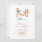 Modern What’s Baking Gingerbread Gender Reveal Einladung (Vorderseite)