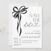 Modern Whimsical Black Bow Script Save the Date Einladung (Vorderseite)