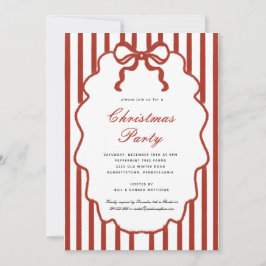 Modern Whimsical  Bow Illustrated Christmas Party  Einladung