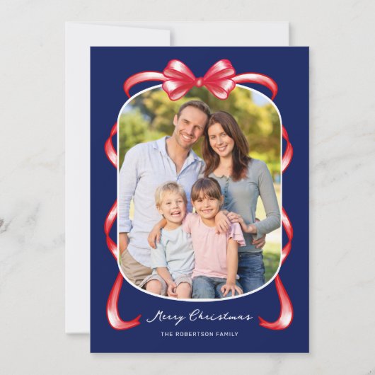 Modern Whimsical Bow Kurven 2 Foto Weihnachten (Vorderseite)