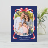 Modern Whimsical Bow Kurven 2 Foto Weihnachten (Stehend Vorderseite)