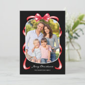 Modern Whimsical Bow Kurven 2 Foto Weihnachten (Stehend Vorderseite)