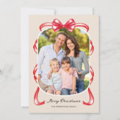 Modern Whimsical Bow kurvte Foto Weihnachten (Vorderseite)
