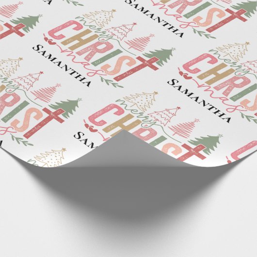 Modern Whimsical Christ Mas Customizable Christmas Geschenkpapier (Ecke)