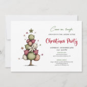 Modern Whimsical Christmas Tree Party Invitation Einladung (Vorderseite)