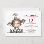 Modern whimsical cow animals design kids birthday einladung (Vorderseite)