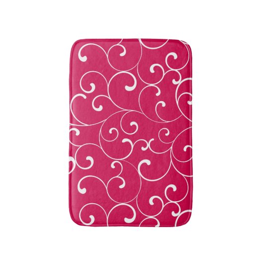 Modern Whimsical Curls Himbeere Badematte (Vorderseite Vertikal)