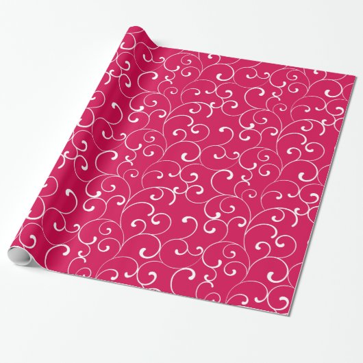 Modern Whimsical Curls Himbeere Geschenkpapier (Ungerollt)
