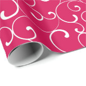 Modern Whimsical Curls Himbeere Geschenkpapier (Rolleneckpunkt)